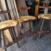 Three Matching Lumbar Log Bar-stools